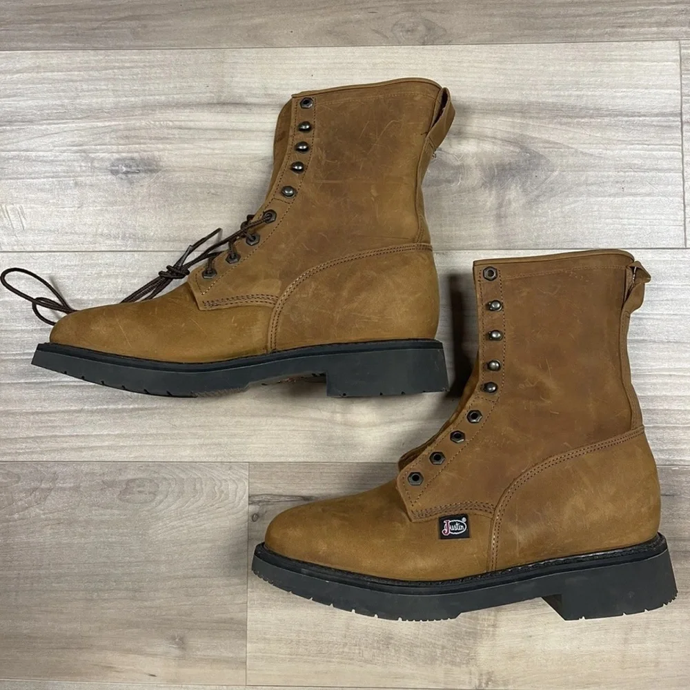 Justin Boots Original Work Boot Style 0760 Brown Men's Soft Toe Size 9EE USA
